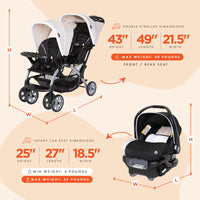 Baby Trend Double Stroller Car Seat Travel System Stormy thumbnail 20