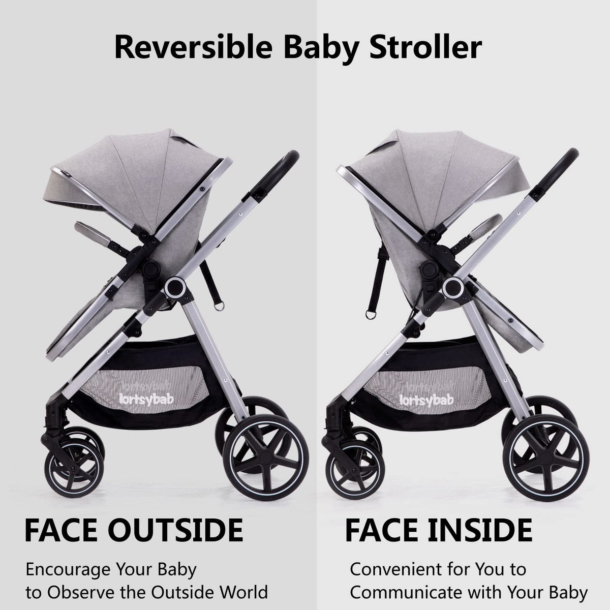 2-In-1 Baby Stroller Foldable With Reversible Seat For Infants And Toddlers 0-36 Months Beige — image 7
