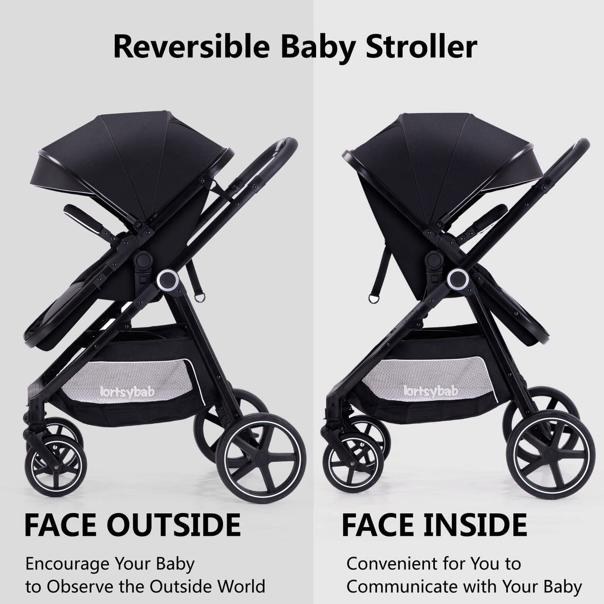 2-In-1 Baby Stroller Foldable With Reversible Seat For Infants And Toddlers 0-36 Months Beige — image 29