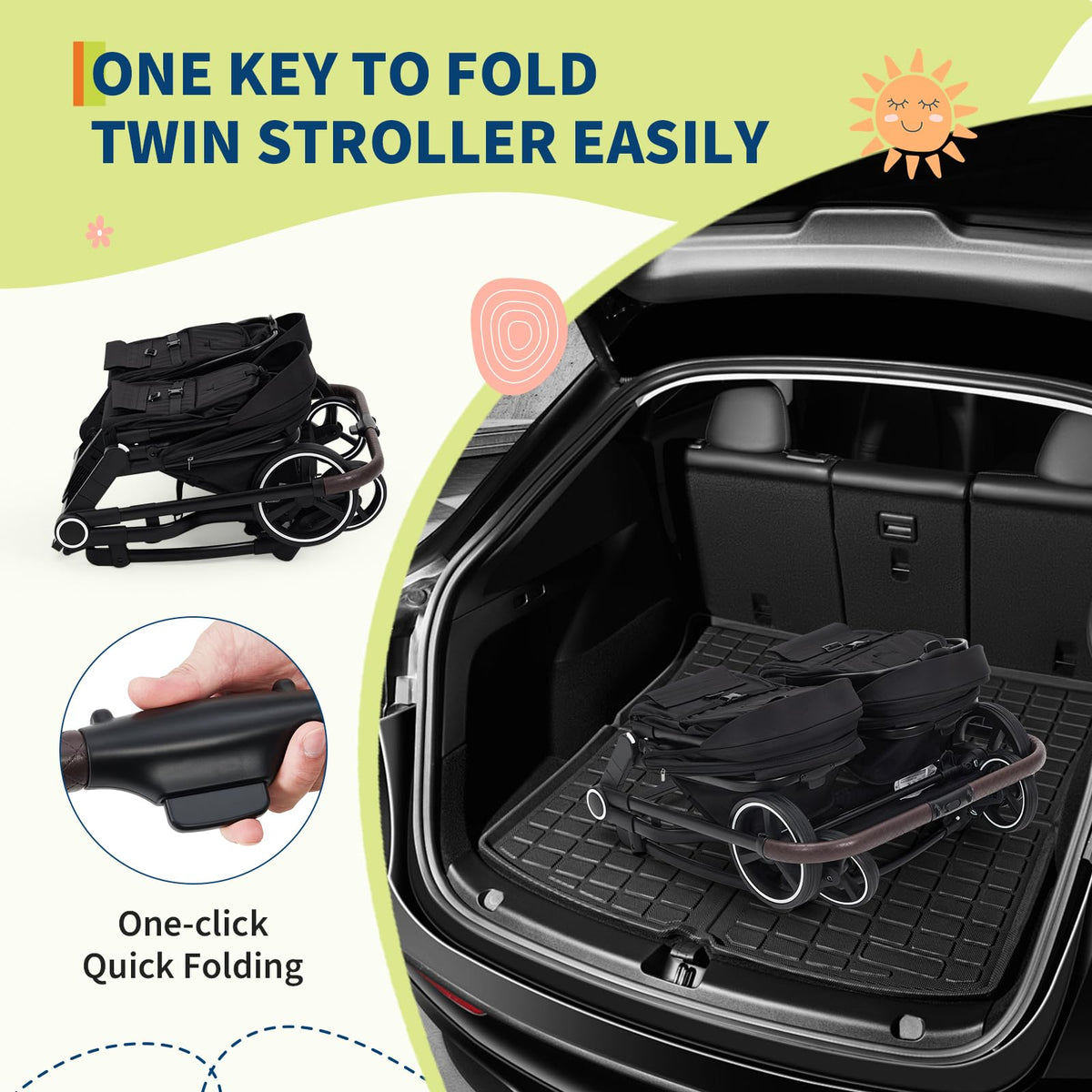 Double Stroller For Twins Lightweight Side By Side Reclining Seats — image 28
