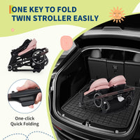 Double Stroller Tandem for Newborn and Toddler with Lightweight Compact Fold for Easy Travel and City Streets Pink thumbnail 5