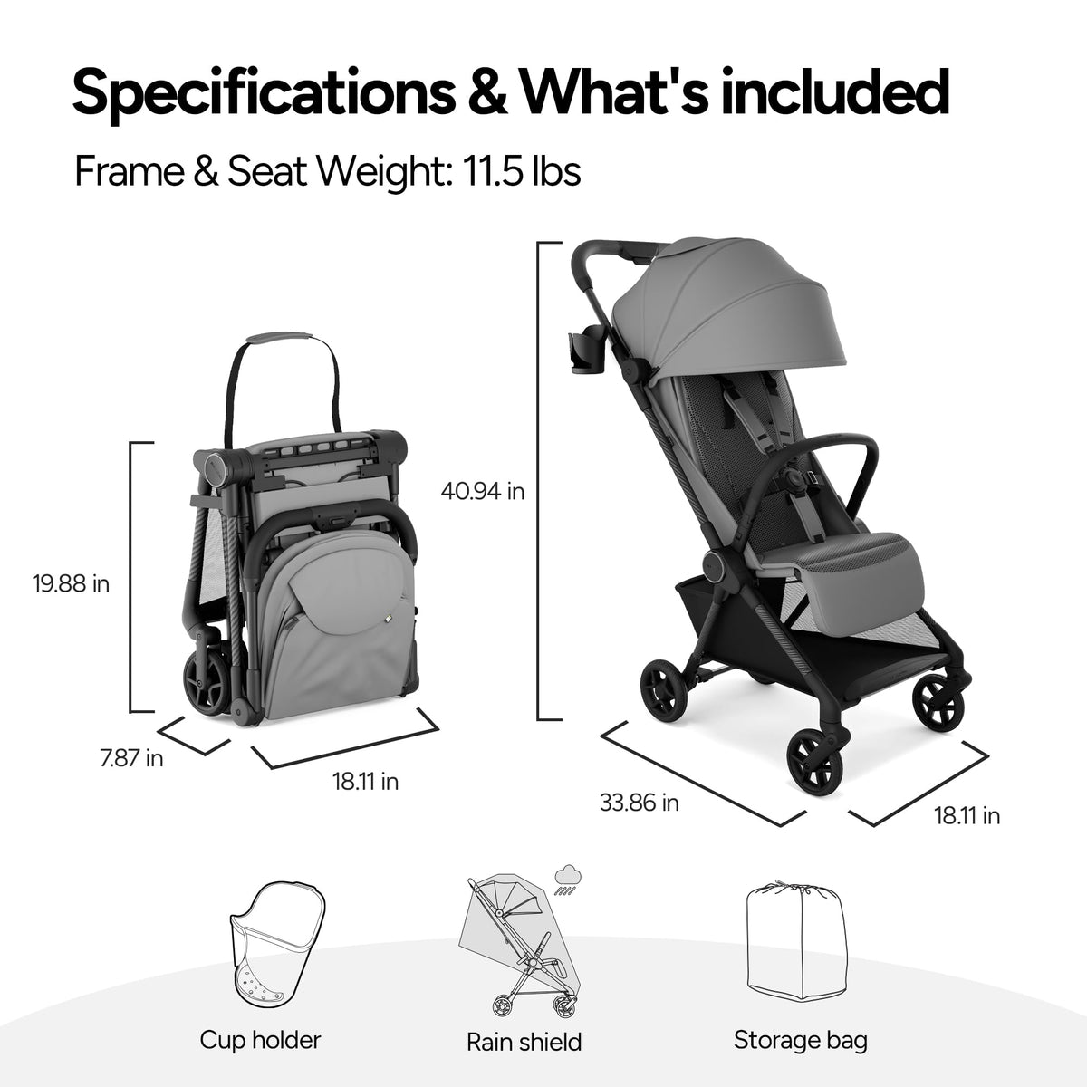 Mompush Nexis Carbon Travel Stroller Ultra Lightweight 11.5 Lb — image 9