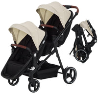 Double Tandem Stroller Newborn and Toddler With Reversible Seat thumbnail 1