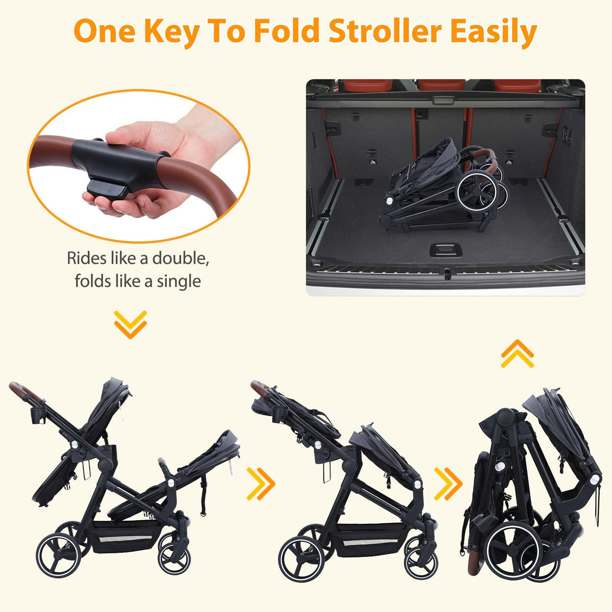 Tandem Double Stroller For Newborn And Toddler Twins Foldable For Easy Travel And Storage — image 44