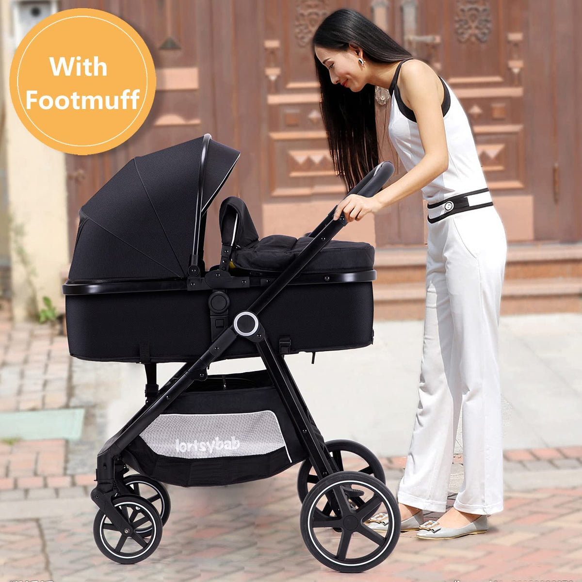 2-In-1 Baby Stroller Foldable With Reversible Seat For Infants And Toddlers 0-36 Months Beige — image 16