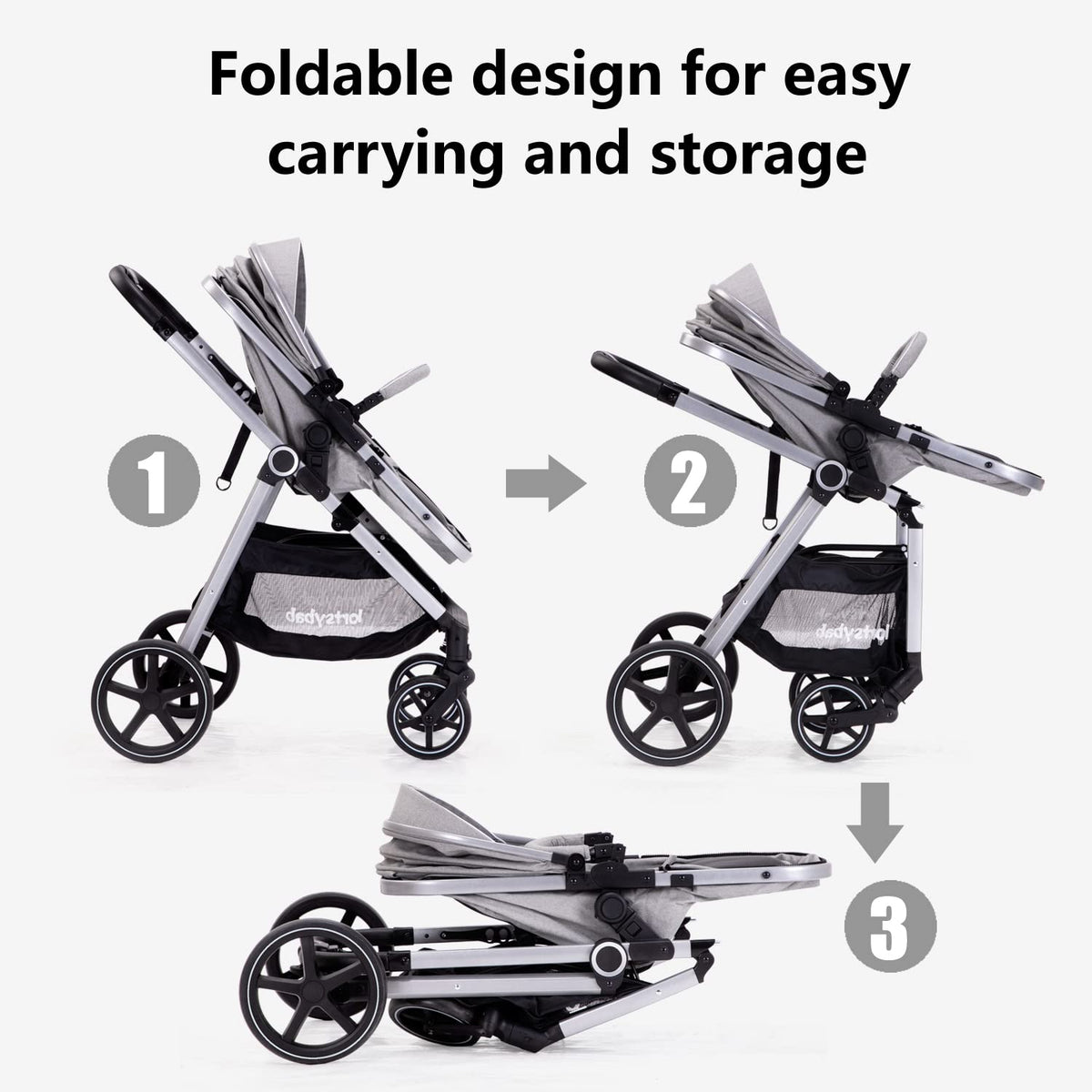 2-In-1 Baby Stroller Foldable With Reversible Seat For Infants And Toddlers 0-36 Months Beige — image 9