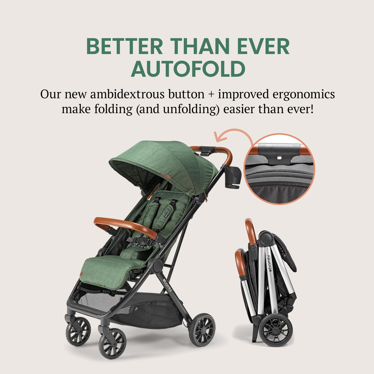 Bombi Bēbee V2 Lightweight Baby Stroller One Hand Fold — image 22