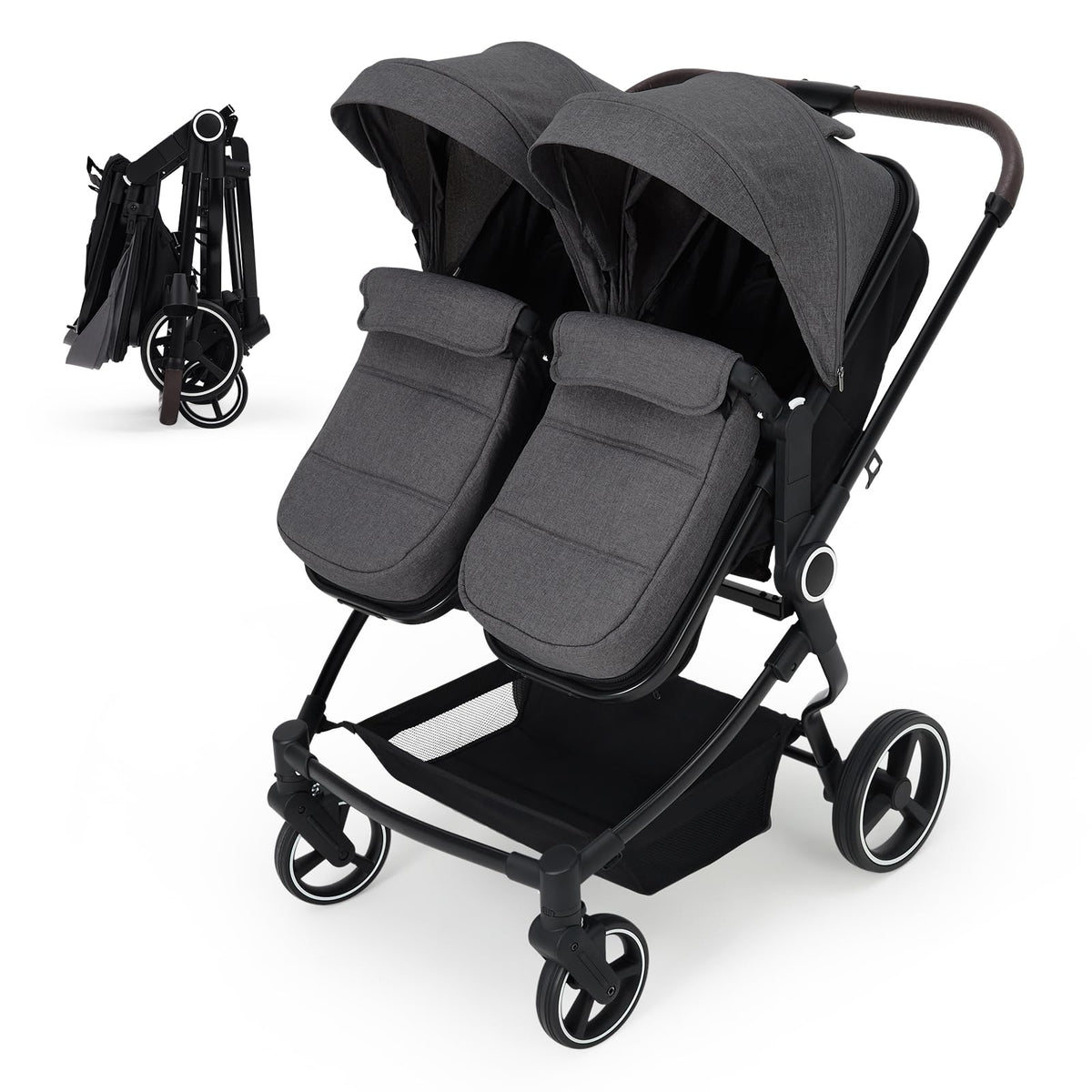 Double Stroller Tandem for Newborn and Toddler with Lightweight Compact Fold for Easy Travel and City Streets Pink — image 3