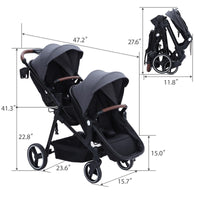 Double Tandem Stroller Newborn and Toddler With Reversible Seat thumbnail 15