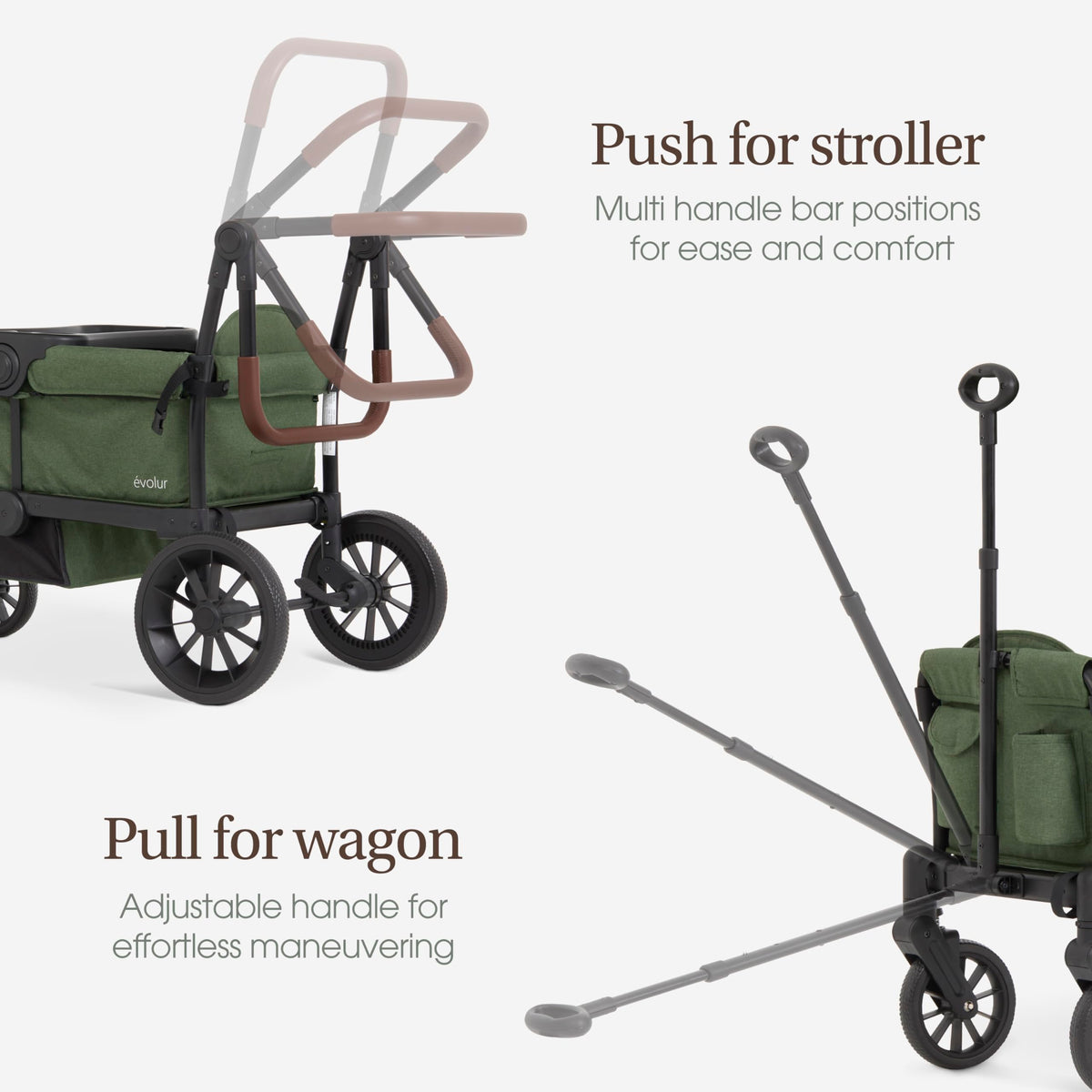 Evolur Trailblazer Wagon Double Stroller All Terrain Wheels For Smooth Outdoor Rides — image 17