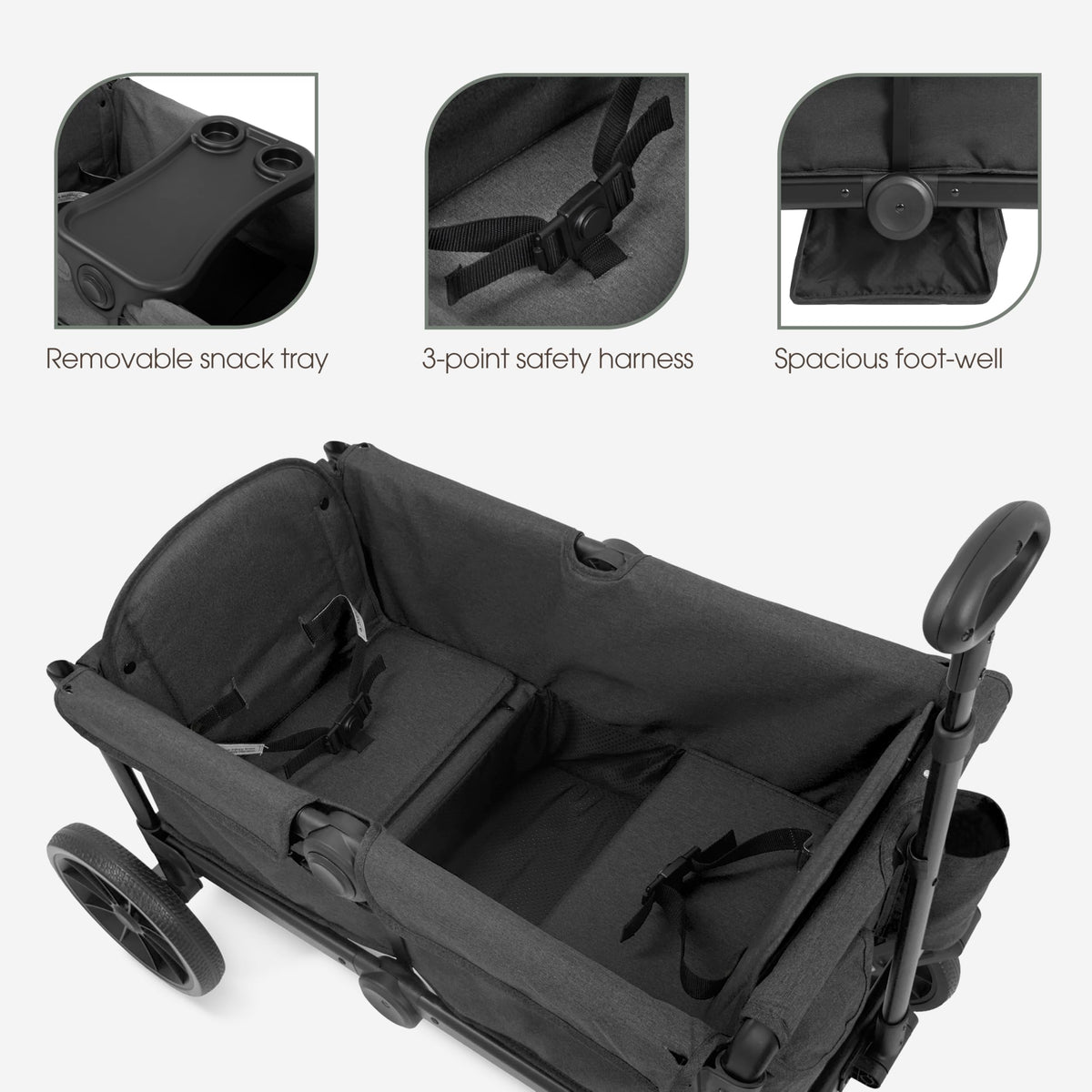 Evolur Trailblazer Wagon Double Stroller All Terrain Wheels For Smooth Outdoor Rides — image 7
