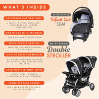 Baby Trend Double Stroller Car Seat Travel System Stormy thumbnail 43
