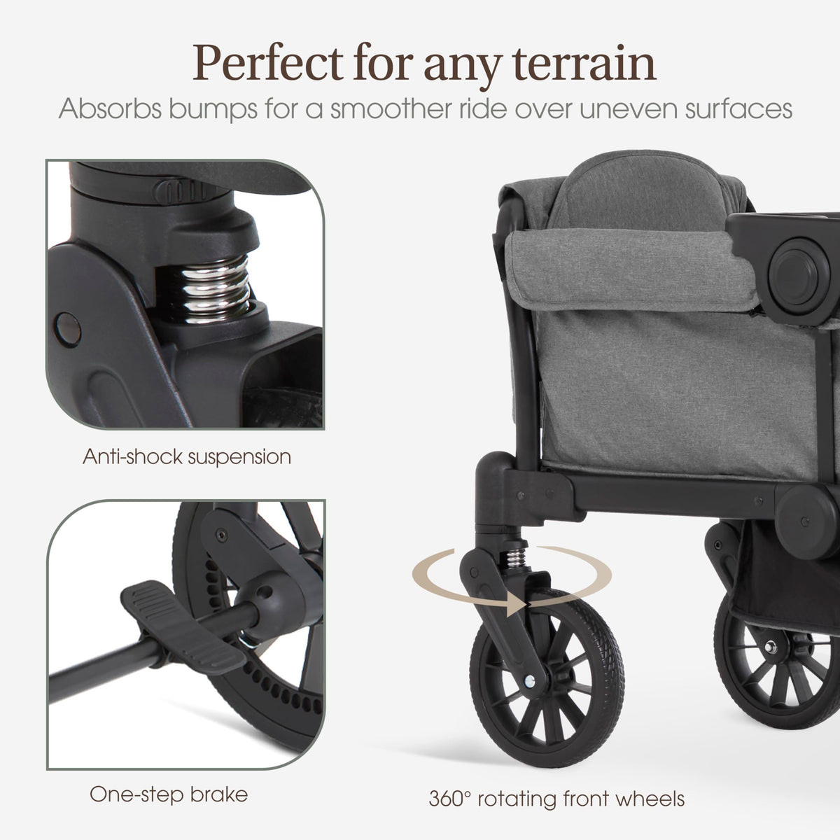 Evolur Trailblazer Wagon Double Stroller All Terrain Wheels For Smooth Outdoor Rides — image 21