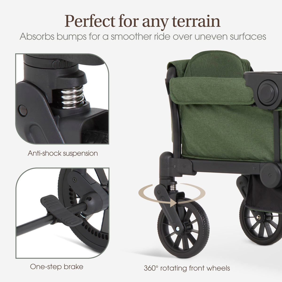 Evolur Trailblazer Wagon Double Stroller All Terrain Wheels For Smooth Outdoor Rides — image 12