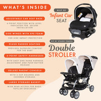 Baby Trend Double Stroller Car Seat Travel System Stormy thumbnail 18
