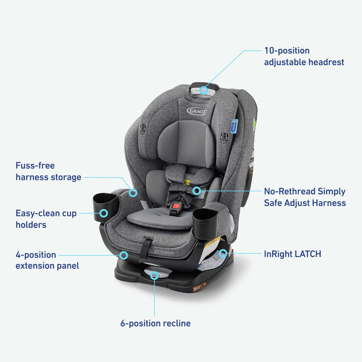Graco Extend2Fit Convertible Car Seat With 4 Position Extension Panel For Extra Legroom — image 20