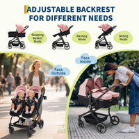 Double Stroller For Twins Lightweight Side By Side Reclining Seats thumbnail 13