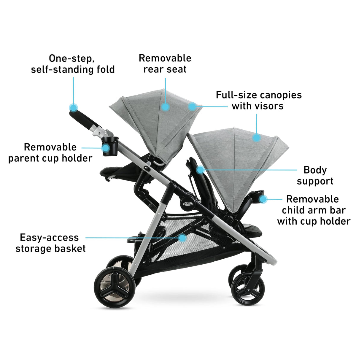 Graco Ready2Grow 2 Point 0 Double Stroller Folds Like a Single for Easy Transport — image 5