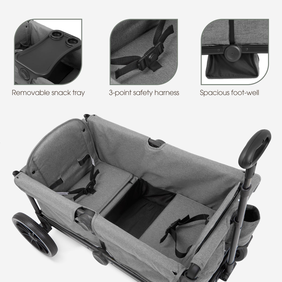 Evolur Trailblazer Wagon Double Stroller All Terrain Wheels For Smooth Outdoor Rides — image 16