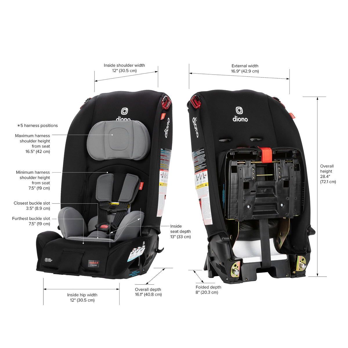 Diono Radian 3R Convertible Car Seat All In One Slim Fit 3 Across — image 11