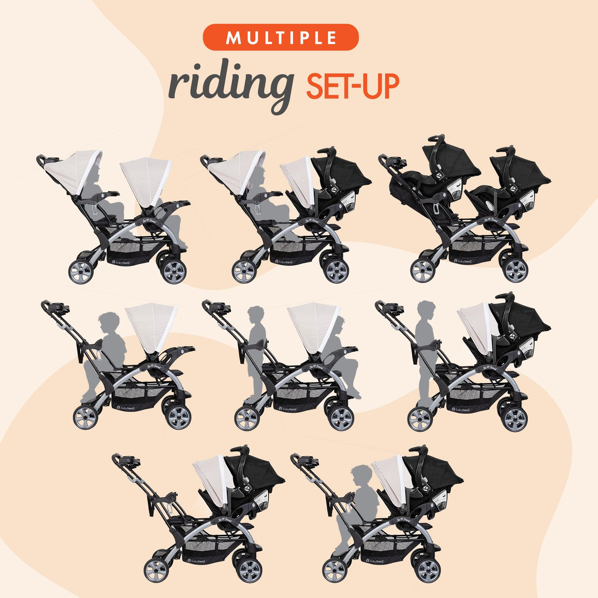 Baby Trend Double Stroller Car Seat Travel System Stormy — image 13