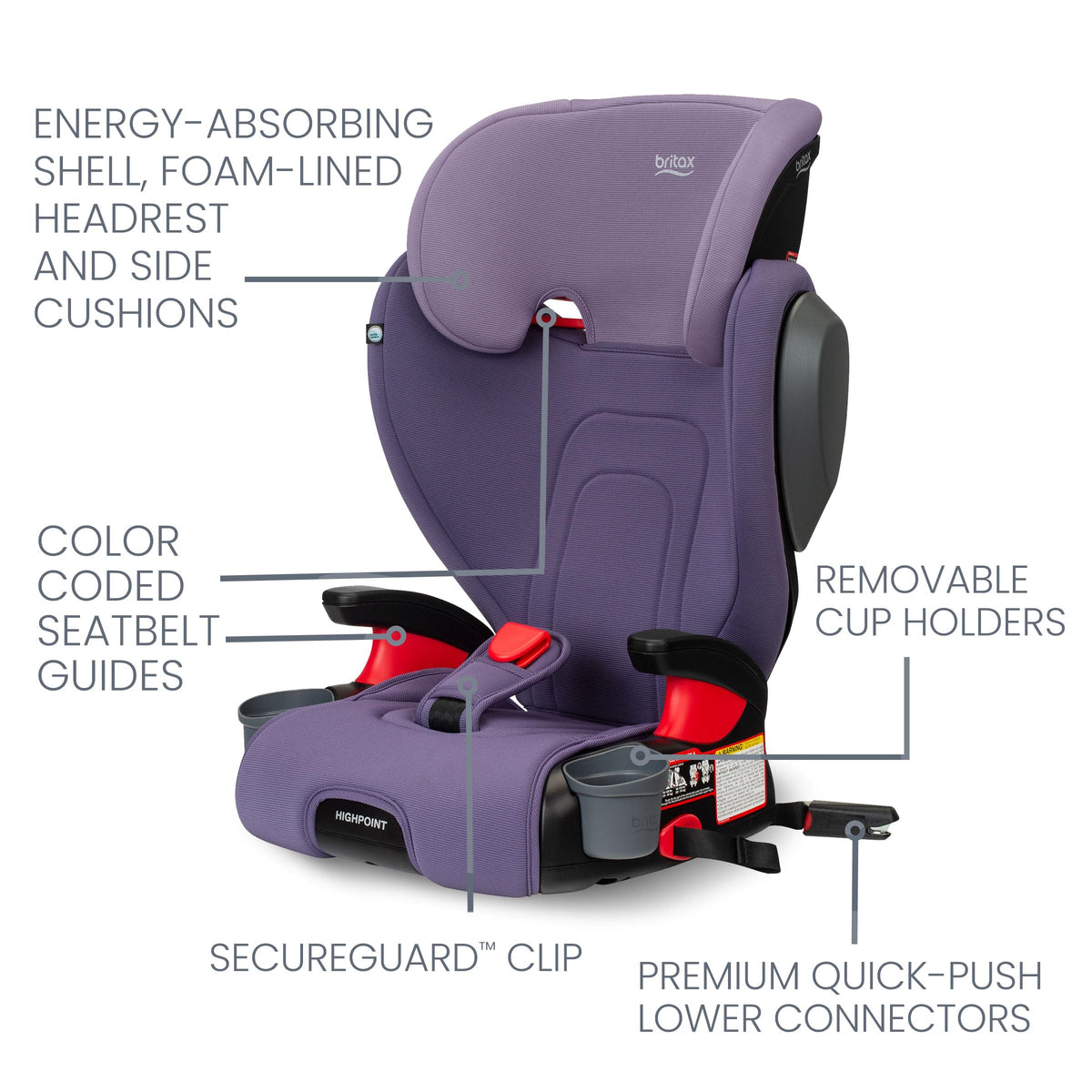 Britax Skyline Belt Positioning Booster Car Seat 2 Stage Design For Growing Kids Dusk Color — image 26