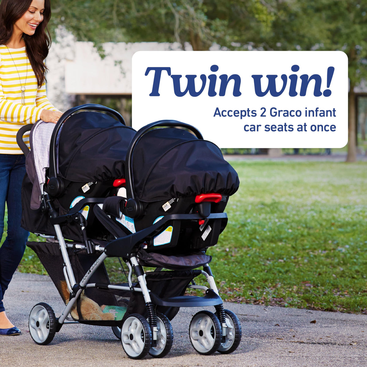 Graco DuoGlider Double Stroller Lightweight Tandem Seating Glacier Color All Day Comfort — image 9